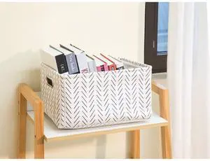 Mainstays Black and White Lines Canvas Fabric Decorative Storage Basket with Handles, 15 in x 8 in x 11 in Mainstays Black and White Lines Canvas Fabric Decorative Storage Basket with Handles, 15 in x 8 in x 11 in