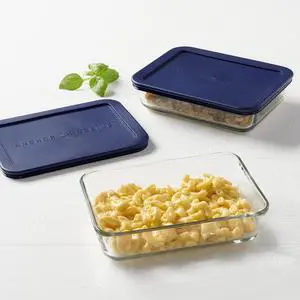Anchor Hocking Glass Food Storage Containers with Lids, 3 Cup Rectangular, Set of 2 Anchor Hocking Glass Food Storage Containers with Lids, 3 Cup Rectangular, Set of 2