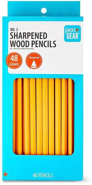 Pen+Gear #2 HB Sharpened Wood Pencils, Yellow, 48 Count Pen+Gear #2 HB Sharpened Wood Pencils, Yellow, 48 Count