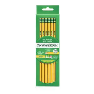 Ticonderoga Premium Wood Pencils, Sharpened #2 HB, Yellow, 24 Count, Pencil Lead Size .03 Ticonderoga Premium Wood Pencils, Sharpened #2 HB, Yellow, 24 Count, Pencil Lead Size .03