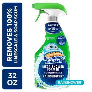 Scrubbing Bubbles Bathroom Shower & Tub Cleaner Mega Shower Foamer Spray, Rainshower, 32 oz Scrubbing Bubbles Bathroom Shower & Tub Cleaner Mega Shower Foamer Spray, Rainshower, 32 oz