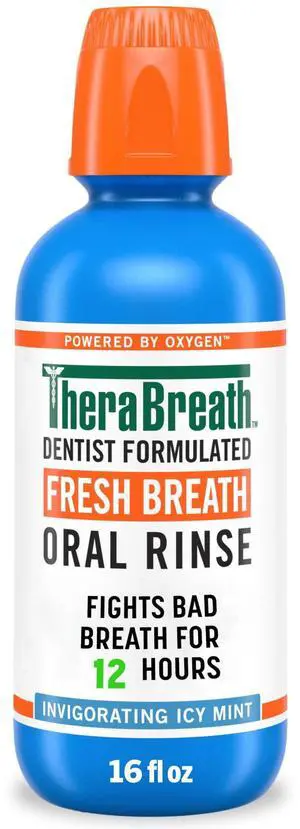 TheraBreath Fresh Breath Alcohol-Free Mouthwash, Mouth Rinse for Adults, Icy Mint, 16 fl oz TheraBreath Fresh Breath Alcohol-Free Mouthwash, Mouth Rinse for Adults, Icy Mint, 16 fl oz