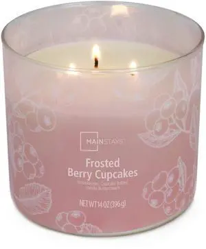 Mainstays 3-Wick Ombre Wrap Frosted Berry Cupcakes Jar Candle, 14 Ounce Mainstays 3-Wick Ombre Wrap Frosted Berry Cupcakes Jar Candle, 14 Ounce