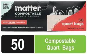 Matter Compostable Quart Food Storage Bags, 50 Count Matter Compostable Quart Food Storage Bags, 50 Count