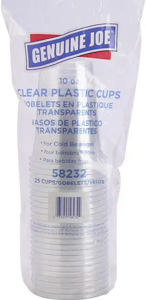 Genuine Joe, GJO58232, Clear Plastic Cups, 25 / Pack, Clear, 10 fl oz Genuine Joe, GJO58232, Clear Plastic Cups, 25 / Pack, Clear, 10 fl oz