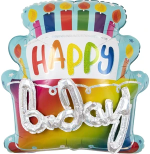 27 inch Happy Birthday Cake Foil Balloon, Multicolor, by Way To Celebrate 27 inch Happy Birthday Cake Foil Balloon, Multicolor, by Way To Celebrate