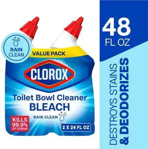 Clorox Toilet Bowl Bathroom Cleaner with Bleach, Rain Clean, 24 fl oz, 2 Pack Clorox Toilet Bowl Bathroom Cleaner with Bleach, Rain Clean, 24 fl oz, 2 Pack
