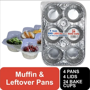 Handi-Foil 6 Cup Aluminum Muffin Pan with Liners and Lid (4 Pack) Handi-Foil 6 Cup Aluminum Muffin Pan with Liners and Lid (4 Pack)