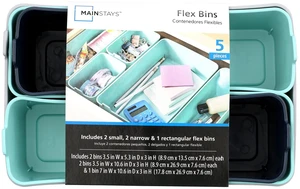 Mainstays 5-Piece Flexible Plastic Drawer Organizer Set, Assorted Colors Mainstays 5-Piece Flexible Plastic Drawer Organizer Set, Assorted Colors