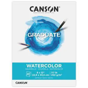 Canson Graduate 9" x 12" Watercolor Paper Pad (20 Sheets), Art Paper for Adults and Students Canson Graduate 9" x 12" Watercolor Paper Pad (20 Sheets), Art Paper for Adults and Students
