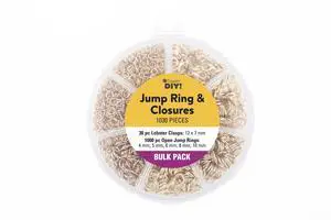 Cousin DIY 1030-Piece Gold Finish Jump Ring & Lobster Clasp Assortment Metal Jewelry Findings Kit for Bracelet and Necklace Crafts Cousin DIY 1030-Piece Gold Finish Jump Ring & Lobster Clasp Assortment Metal Jewelry Findings Kit for Bracelet and Necklace Crafts