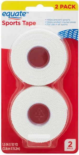 Equate 1.5" x 10 yd Athletic Sports Tape, Supportive & Protective, Easy Tear, 2 Rolls Equate 1.5" x 10 yd Athletic Sports Tape, Supportive & Protective, Easy Tear, 2 Rolls