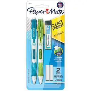Paper Mate Clear Point Mechanical Pencils, 0.7mm, #2, Fashion Barrels, 2 Count Paper Mate Clear Point Mechanical Pencils, 0.7mm, #2, Fashion Barrels, 2 Count