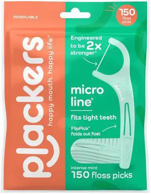 Plackers Micro Line Dental Tuffloss Fold-Out FlipPicks, Fresh Mint, 150 Count Plackers Micro Line Dental Tuffloss Fold-Out FlipPicks, Fresh Mint, 150 Count