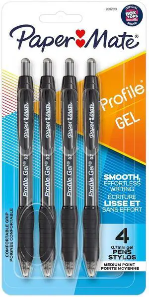 Paper Mate Profile Retractable Gel Pens, 0.7 mm, Black, 4 Count Paper Mate Profile Retractable Gel Pens, 0.7 mm, Black, 4 Count
