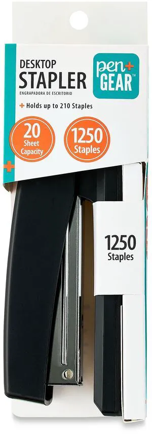 Pen + Gear 20-Sheet Desktop Stapler with 1250 Staples,Black,Manual Pen + Gear 20-Sheet Desktop Stapler with 1250 Staples,Black,Manual