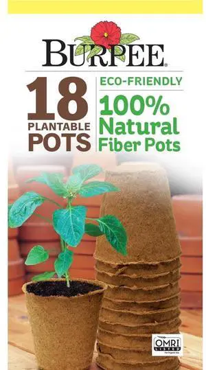 Burpee Eco-Friendly 3" Round Fiber Pots for Seed Starting - 18 Fiber Pots per Package Burpee Eco-Friendly 3" Round Fiber Pots for Seed Starting - 18 Fiber Pots per Package