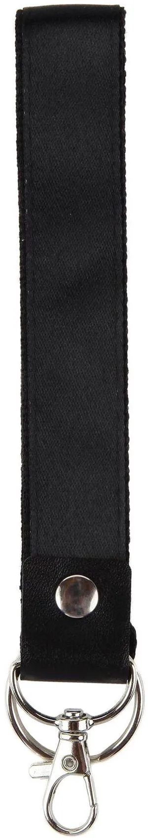 Essentials Unisex Adult Black Wristlet Ribbon Lanyard, Hook and Keyring, 8" Long Essentials Unisex Adult Black Wristlet Ribbon Lanyard, Hook and Keyring, 8" Long