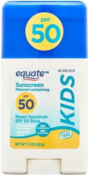 Equate Kids Broad Spectrum Sunscreen Stick with Mineral Actives, SPF 50, 1.5 oz Equate Kids Broad Spectrum Sunscreen Stick with Mineral Actives, SPF 50, 1.5 oz
