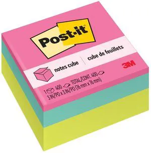 Post-it Notes Cube, 3 in. x 3 in., Bright colors, 400 Sheets, 1 Cube Post-it Notes Cube, 3 in. x 3 in., Bright colors, 400 Sheets, 1 Cube