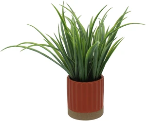 Mainstays by Becky G. & Alejandra Artificial Grass in Orange Two-Tone Ribbed Ceramic Pot, 9.5 in Mainstays by Becky G. & Alejandra Artificial Grass in Orange Two-Tone Ribbed Ceramic Pot, 9.5 in