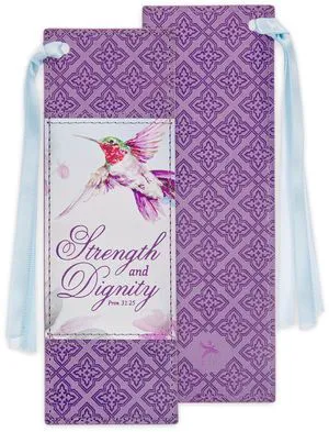 Christian Art Gifts Premium Vegan Leather Scripture Bookmark for Women: Strength & Dignity Inspirational Bible Verse Cute Hummingbord Book Accessory, Purple Multicolor Floral & Light Blue Satin Ribbon Christian Art Gifts Premium Vegan Leather Scripture Bookmark for Women: Strength & Dignity Inspirational Bible Verse Cute Hummingbord Book Accessory, Purple Multicolor Floral & Light Blue Satin Ribbon