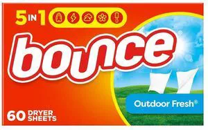 Bounce Outdoor Fresh Fabric Softener Dryer Sheets - 60ct: Box, Bleach-Free, Household Dryer Sheets Bounce Outdoor Fresh Fabric Softener Dryer Sheets - 60ct: Box, Bleach-Free, Household Dryer Sheets