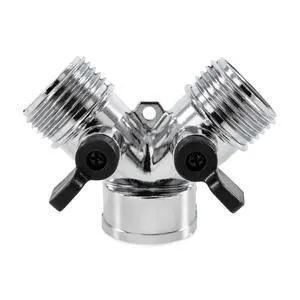 Camco RV Fresh Water Hose Wye Valve - Two-Way Hose Splitter - Metal, Silver (20114) Camco RV Fresh Water Hose Wye Valve - Two-Way Hose Splitter - Metal, Silver (20114)