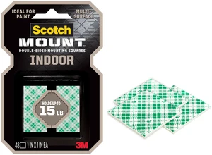 Scotch-Mount Indoor Double-Sided Mounting Squares, 48 1 inch Squares Scotch-Mount Indoor Double-Sided Mounting Squares, 48 1 inch Squares