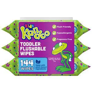 Kandoo Kids Sensitive Flushable Cleansing Wet Wipes, Potty Training Aid, Fragrance Free, 144 Wipes Kandoo Kids Sensitive Flushable Cleansing Wet Wipes, Potty Training Aid, Fragrance Free, 144 Wipes