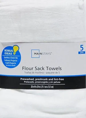 Mainstays 5 Pack Flour Sack Kitchen Towel Set, White Mainstays 5 Pack Flour Sack Kitchen Towel Set, White