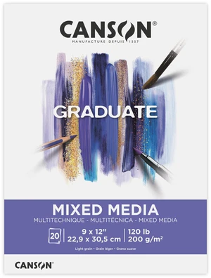 Canson Graduate 9" x 12" Mixed Media Paper Pad (20 Sheets), Art Paper for Adults and Students Canson Graduate 9" x 12" Mixed Media Paper Pad (20 Sheets), Art Paper for Adults and Students