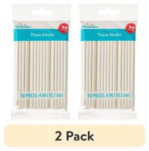 (2 pack) 50 Count, 4 IN, White, Paper Treat Sticks, by Way To Celebrate (2 pack) 50 Count, 4 IN, White, Paper Treat Sticks, by Way To Celebrate