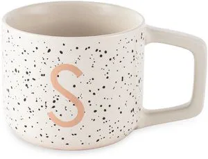 Thyme & Table 13.5 fl oz Monogram S White Speckled Stoneware Mug Thyme & Table 13.5 fl oz Monogram S White Speckled Stoneware Mug
