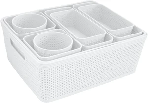 Simplify 10 Pack Plastic Organizing Storage Basket Set, White Simplify 10 Pack Plastic Organizing Storage Basket Set, White