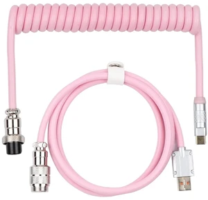 Puff Aviator Coiled USB Cable, Type C Detachable Mechanical Gaming Keyboard Cable for Win/Mac/Gamers, Suitable for RT100/TH68 PRO/TH80 PRO/TH96/TH80 SE/CIDOO V65. etc(Puff Pink) Puff Aviator Coiled USB Cable, Type C Detachable Mechanical Gaming Keyboard Cable for Win/Mac/Gamers, Suitable for RT100/TH68 PRO/TH80 PRO/TH96/TH80 SE/CIDOO V65. etc(Puff Pink)