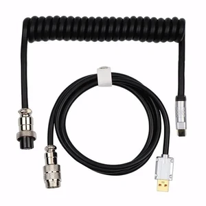 Puff Aviator Coiled USB Cable, Type C Detachable Mechanical Gaming Keyboard Cable for Win/Mac/Gamers, Suitable for RT100/TH68 PRO/TH80 PRO/TH96/TH80 SE/CIDOO V65. etc(Puff Black) Puff Aviator Coiled USB Cable, Type C Detachable Mechanical Gaming Keyboard Cable for Win/Mac/Gamers, Suitable for RT100/TH68 PRO/TH80 PRO/TH96/TH80 SE/CIDOO V65. etc(Puff Black)