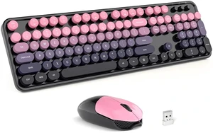 Wireless Keyboard and Mouse Combo - GEEZER Rose-Pink Gradient Full-Sized Colorful Keyboard 104 Keys - USB 2.4 G Receiver Plug Play with Round Keycap Typewriter Keyboards, for Windows, PC, Lapto Wireless Keyboard and Mouse Combo - GEEZER Rose-Pink Gradient Full-Sized Colorful Keyboard 104 Keys - USB 2.4 G Receiver Plug Play with Round Keycap Typewriter Keyboards, for Windows, PC, Lapto