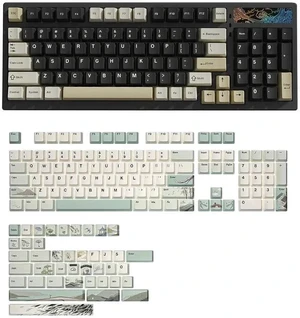 YZ98 Gasket Mechanical Keyboard(Black, Cocoa Cream V2 Switch),Spring Tea Keycap Cherry(Cherry Profil YZ98 Gasket Mechanical Keyboard(Black, Cocoa Cream V2 Switch),Spring Tea Keycap Cherry(Cherry Profil