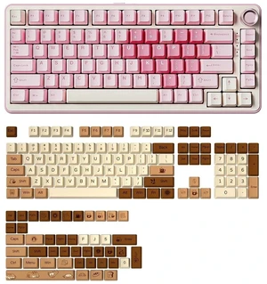 B75 PRO Wireless Mechanical Keyboard(Milk Switch,Pink), Coffee Cat Dye Sub PBT Keycaps(Cherry Profil B75 PRO Wireless Mechanical Keyboard(Milk Switch,Pink), Coffee Cat Dye Sub PBT Keycaps(Cherry Profil