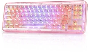 X71 Wireless Hot Swappable Transparent Mechanical Keyboard with Clear Keycaps, 68% Layout, BT5.0/2.4 X71 Wireless Hot Swappable Transparent Mechanical Keyboard with Clear Keycaps, 68% Layout, BT5.0/2.4