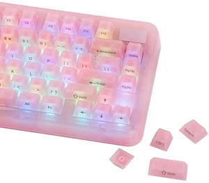 Frost Jelly Keycaps Set, 126 Keys Forged Carbon Fiber Keycaps | Cherry Profile, ABS+PC, MX-Style Compatible for 61/68/84/87/98/100/104/108 ANSI Layout Mechanical Gaming Keyboards (Pink) Frost Jelly Keycaps Set, 126 Keys Forged Carbon Fiber Keycaps | Cherry Profile, ABS+PC, MX-Style Compatible for 61/68/84/87/98/100/104/108 ANSI Layout Mechanical Gaming Keyboards (Pink)