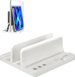 Vertical Laptop Stand Holder - Adjustable ABS Plastic Desktop Management Notebook Dock Space-Saving 3 in 1 Compatible with All MacBook Pro Air Mac HP Surface (White) Vertical Laptop Stand Holder - Adjustable ABS Plastic Desktop Management Notebook Dock Space-Saving 3 in 1 Compatible with All MacBook Pro Air Mac HP Surface (White)