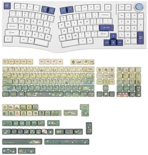 Alice98 Ergonomic Gaming Keyboard with Rainy Froggy Day Keycaps Alice98 Ergonomic Gaming Keyboard with Rainy Froggy Day Keycaps