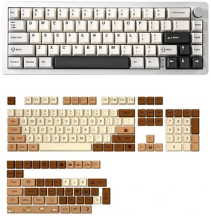 AL66 Wireless Mechanical Keyboard for Win/Mac(Milk Switch, Silver), Coffee Cat Dye Sub PBT Keycaps(C AL66 Wireless Mechanical Keyboard for Win/Mac(Milk Switch, Silver), Coffee Cat Dye Sub PBT Keycaps(C
