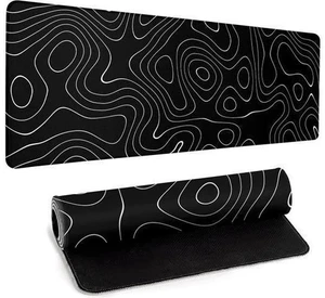 Large Topographic Map Gaming Mouse Pad for Desk Black Desk Pad with Non-Slip Rubber Base Stitched Edge Desk Organizers and Accessories Desk Decor Large Topographic Map Gaming Mouse Pad for Desk Black Desk Pad with Non-Slip Rubber Base Stitched Edge Desk Organizers and Accessories Desk Decor