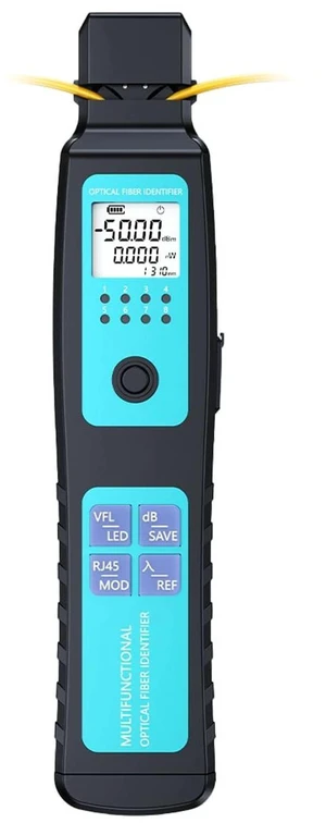 Fiber Optic Identifier with Optical Power Meter Red Light Source, 5-in-1 All-in-One Tester for Single-Mode Multi-Mode, Fiber Direction Detector with Clamp, Battery-Powered -50-26dBm Fiber Optic Identifier with Optical Power Meter Red Light Source, 5-in-1 All-in-One Tester for Single-Mode Multi-Mode, Fiber Direction Detector with Clamp, Battery-Powered -50-26dBm