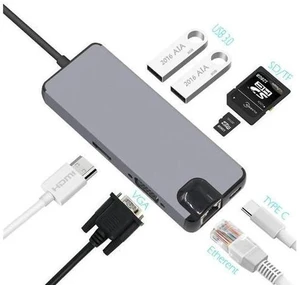 Audio Jack USB Hub Converter 4K VGA Type C Hub 3.0 USB to RJ45 Lan Network Card For Macbook Matebook Audio Jack USB Hub Converter 4K VGA Type C Hub 3.0 USB to RJ45 Lan Network Card For Macbook Matebook