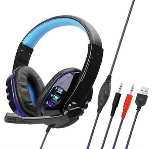 Wired Computer Gaming Headphones Earphone Over-ear Game Headset With Microphone AUX+USB Port Volume Control for PC Wired Computer Gaming Headphones Earphone Over-ear Game Headset With Microphone AUX+USB Port Volume Control for PC