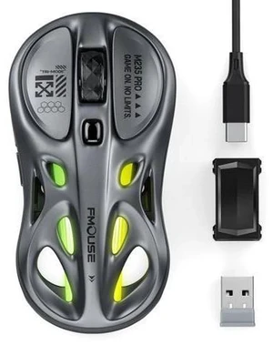 FMOUSE Gaming Wireless Mouse, Tri-Mode (2.4G/Bluetooth/Wired), 4800 DPI, 1000Hz Ergonomic Hollow RGB Rechargeable Type-C for Mac/Laptop/iPad/Office - Gray FMOUSE Gaming Wireless Mouse, Tri-Mode (2.4G/Bluetooth/Wired), 4800 DPI, 1000Hz Ergonomic Hollow RGB Rechargeable Type-C for Mac/Laptop/iPad/Office - Gray